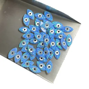 Marquise Opal Stone Flatback Cabochon potongan Marquise batu mata jahat Opal biru OP06