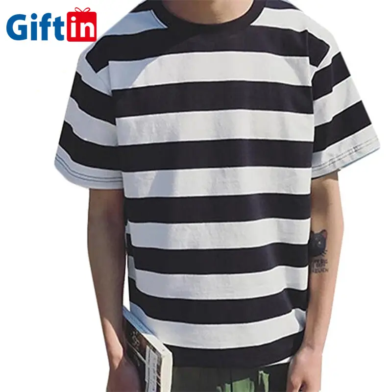 2020 Men's Shirts High Quality Wholesale Organic Cotton T-shirt Men Striped T Shirt