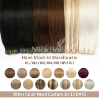 Extensions de cheveux russes XO Twin Tabs 16 pouces, lisses et soyeux, à trame invisible, micro-liens, double trame, couleur 1B