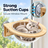 Lit mural pour chat en bois, capsule transparente en acrylique avec ventouse, pour fenêtre intérieure