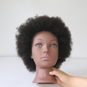 Tête de mannequin en cheveux humains 100% afro de 8 pouces pour la pratique du tressage, poupée mannequin afro-américaine pour la coiffure - Product Image 2