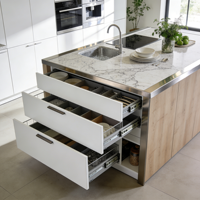 Meubles de cuisine gris délavé de luxe américains avec double îlot et four encastré