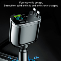 RTS plus récent prix moins cher 5 en 1 chargeur de voiture rétractable charge rapide USB type C chargeur de voiture, adaptateur avec câble de cordon rétractable