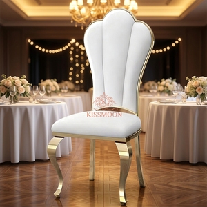 <span class=keywords><strong>Sedie</strong></span> per Eventi di Lusso <span class=keywords><strong>Moderne</strong></span> con Telaio in Acciaio Inox Dorato e Rivestimento in Pelle PU Bianca per Matrimoni ed Eventi - Product Image 2