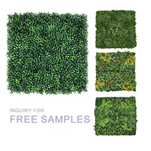 Panneau mural végétal artificiel anti-UV, tapis de jardin vertical en <span class=keywords><strong>fausse</strong></span> herbe personnalisable, décoration murale verte extérieure en faux buis - Product Image 5