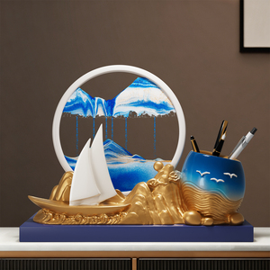 Porte-stylo en sable mouvant, organisateur de bureau en forme de voilier, cadeau pour les enseignants - Product Image 1