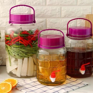 Pot en verre de 1 gallon avec couvercle, large ouverture, couvercles en plastique étanches avec <span class=keywords><strong>bec</strong></span> <span class=keywords><strong>verseur</strong></span>, stockage en vrac d'aliments secs, pot à cornichons, boîte à lait - Product Image 5