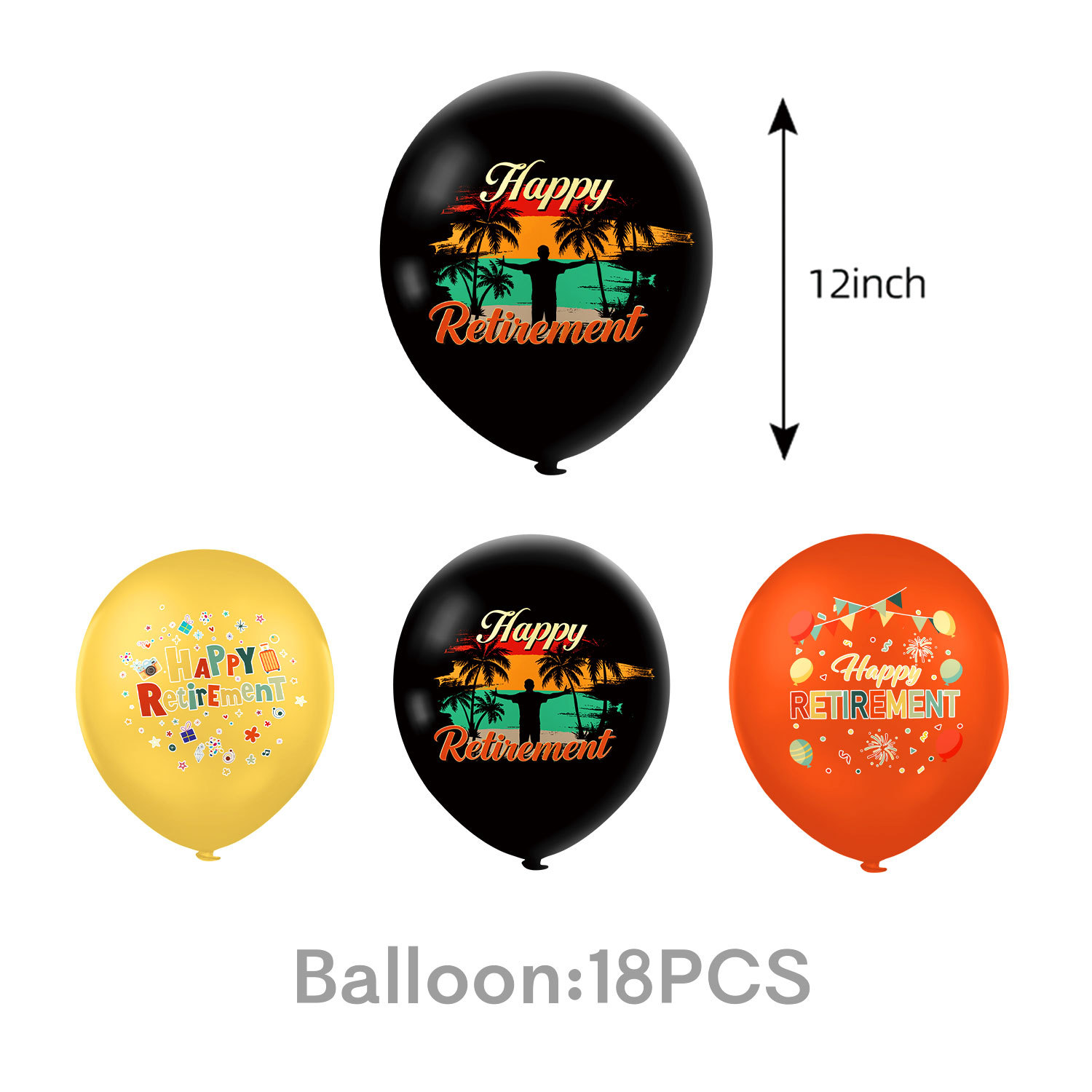Ballons en latex imprimés noirs - 18 pièces - 30 cm (12 pouces)