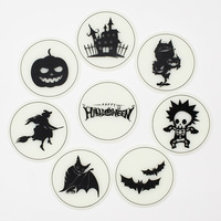 Nouveau dessous-de-verre Halloween lumineux dans le noir, créatif, motif chauve-souris, sorcière, citrouille, tapis de table antidérapant, résistant à la chaleur, en silicone, moderne