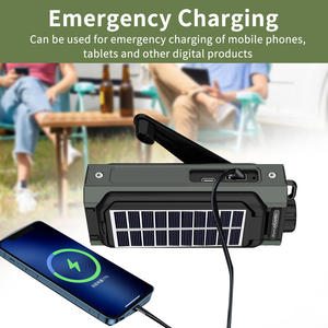 راديو الطوارئ AM/FM مع بنك طاقة USB شاحن شمسي يعمل بالبطارية ومنبه مصباح يدوي للأماكن الداخلية والخارجية - Product Image 4