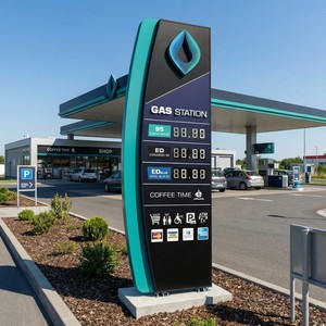 Insegna a Pilone per Prezzi Carburante Stazione di Servizio, Display Digitale <span class=keywords><strong>LED</strong></span> Esterno, Cabinet in Alluminio Illuminato Impermeabile, Insegna per Stazione di Servizio - Product Image 2