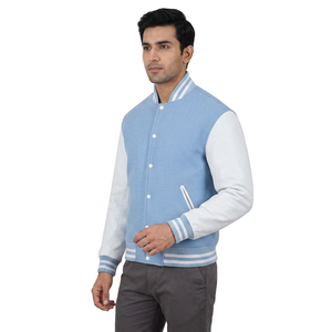 Chaqueta Bomber Satinada Varsity para Hombre de Alta Calidad, Nuevo Diseño, Chaqueta de Invierno con Decoración Bordada, Cierre con Cinturón, ¡Gran Venta! - Product Image 1