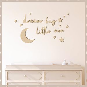 15pcs Dream Big Little One Neutral Nursery Sign Rustic Boho Moon Stars Wood Wall Art Gravé Babyroom Wall Decor - Product Image 2