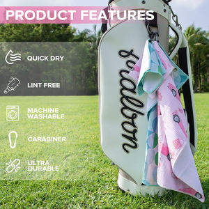 Serviettes de golf personnalisées OEM 2 pièces/ensemble avec clips, serviettes de golf en microfibre gaufrée avec anse à œillet - Product Image 4