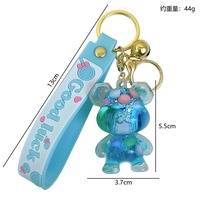 Porte-clés créatif ours lumineux en bouteille huile acrylique pendentif sac logo personnalisé brique thé à bulles ours en peluche
