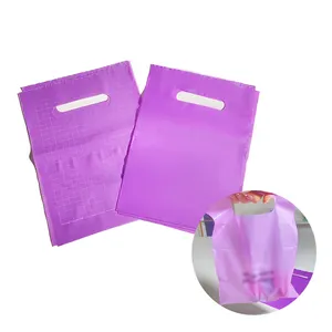 Venda quente Fornecedor Dourado Custom Print Cheap Plastic Die Cut Bags 100% Biodegradável Die Cut Bag