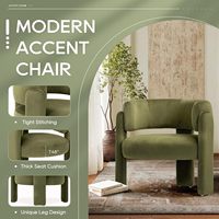 Chaise d'appoint en velours vert moderne Chaise confortable à 3 pieds avec accoudoirs latéraux pour le salon et la chambre à coucher pour la lecture