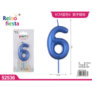 Blu numero 6 candela decorativa 6CM candela di cera per feste e celebrazioni per pasqua e capodanno confezionato in scatola - Product Image 1