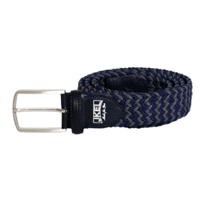 Cinturón Elba para hombre con rayas azul marino/gris y tela elástica - Product Image 2