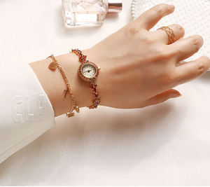 Montres pour femmes de haute qualité en pierres de grenat naturelles, montres-bracelets de luxe pour femmes, ensemble cadeau - Product Image 6