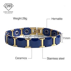 Pulsera de Cerámica con Energía Magnética Cuántica de Tungsteno y Hematita Azul Unisex para la Salud - Product Image 3