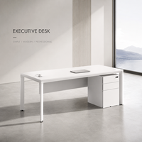 Bureau de direction en bois massif blanc moderne de luxe OEM avec tour de prises intégrée et garantie de 3 ans pour PDG, directeur, responsable