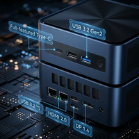 Mini PC con Windows y Linux, 2 Puertos LAN RJ45, Mini PC Integrado R5-6600H R7-6800H, 2 SSD M.2 2280 NVME, Wi-Fi 5, Wi-Fi 6