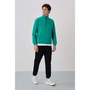 Ensemble de survêtement pour homme Air Jones, col montant, mélange de coton, vert marine et bleu marine, vêtements de sport et de loisirs pour l'entraînement - Product Image 5