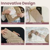 Grande sacoche à langer imperméable et isotherme avec distributeur de lingettes, mini matelas à langer portable pour bébé, sac banane bandoulière zippé pour tout-petit