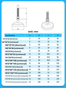 خزائن نايلون بتصميم صناعي قابل للتعديل M16 ، خزانات بفتحة T ، أقواس شخصية من الألومنيوم ، فئة قدم التسوية الثابتة - Product Image 5