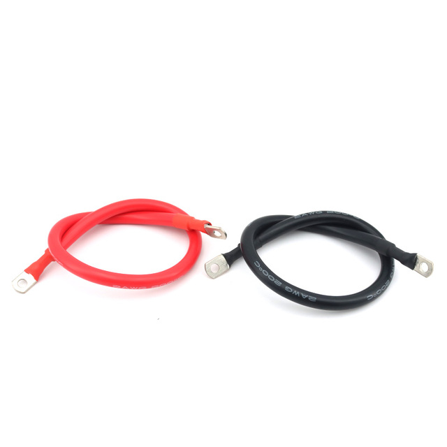 2AWG 0.61m DC Battery Cable Solar Power Bank With Lugs Red Black Copper Super Soft Cable Battery for Solar Inverter