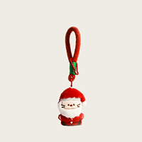 Porte-clés en peluche de Noël mignon et doux, cordon de poignet moelleux, pendentif figurine Père Noël, chat, bonhomme en pain d'épices, sapin de Noël, couronne, breloque de sac