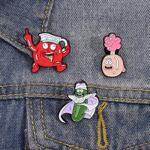 Lustige Cartoon-Gurke R&<span class=keywords><strong>M</strong></span> 2D Weichemaille-Brosche aus Zinklegierung, Individueller Metall-Anstecker, Emaille-Pins nach Kundendesign - Product Image 5