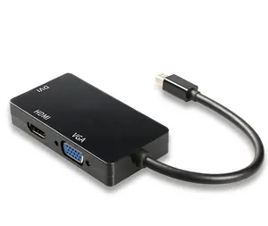 Porta de exibição dp macho para hdmi, mini dp para hdmi dvi, adaptador vga 3 em 1, cabo de conexão, 20cm de alta qualidade