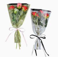 Sacs d'emballage pour bouquets en gros, personnalisés, imprimés, en forme de trapèze, avec façade transparente et dos coloré, pour fleuristes