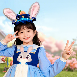 Fasce per capelli per bambini: Graziose fasce con fiocco a forma di coniglio dello zoo Judy Nick Wilde, accessorio per capelli in peluche per ragazze, giocattolo in peluche a forma di cartone animato - Product Image 1