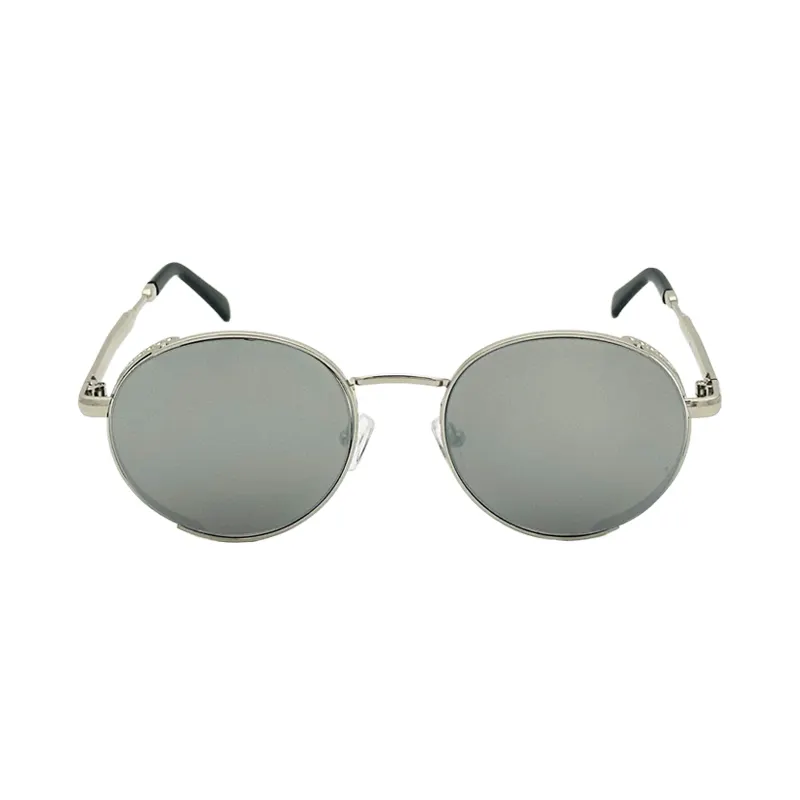 Kacamata hitam UV400 uniseks, kacamata bingkai bulat logam klasik modis, Kacamata Anti Ultraviolet bingkai bulat Steampunk