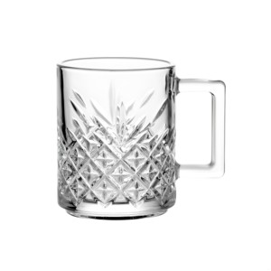 Taza de Vidrio Transparente de 260 ml, Estilo Europeo, Ecológica, con Patrón de Corte de Cristal, Elegante Asa Cuadrada, para Hogar, Oficina, Cafetería, con Textura Estilizada - Product Image 2