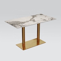 Mobilier de restaurant moderne et de luxe sur mesure Chaise en velours pieds dorés Sièges et cabines Ensembles de tables à motif de marbre