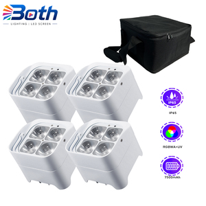 4pcs with bag IP65 Outdoor Battery <b>LED</b> Uplight RGBWA UV 4x18W Wireless Par Can <b>Light</b> for Wedding Stage - Product Image 1