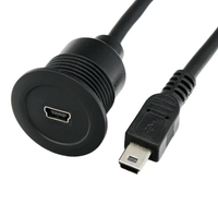 Kabel ekstensi USB Mini 0.3m 1m, kabel ekstensi mini-b laki-laki ke Perempuan untuk mobil