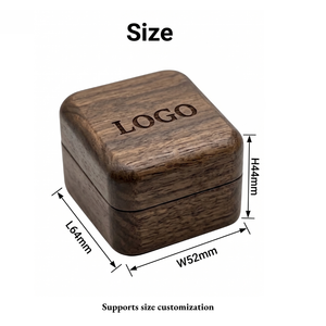 Elegant Square Wooden <b>Ring</b> <b>Box</b> With Magnetic Lid Black Velvet Interior For <b>Rings</b> - Product Image 6