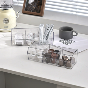 Organizador de almacenamiento de cápsulas de café transparente 3 compartimentos organizador de estación de barra de café Compatible <span class=keywords><strong>con</strong></span> cápsula de café - Product Image 1