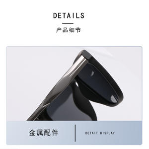 Lunettes de soleil polarisées pour hommes, monture carrée noire, protection UV400, verres TAC, monture en plastique et métal, 5608 - Product Image 4