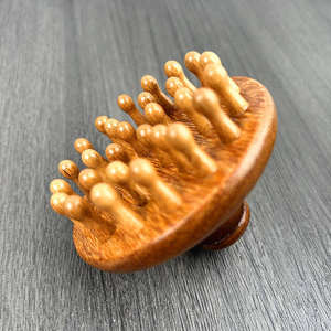 Hochwertiger multifunktion aler Golddraht Grüner Sandelholz-<span class=keywords><strong>Massage</strong></span> kamm Holzkamm - Product Image 5