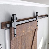 Kit de quincaillerie pour porte de grange coulissante robuste et robuste de 6,6 pieds pour porte unique Rails en douceur et silencieux