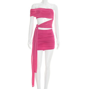 Abito Estivo da Donna Senza Maniche con Inserti Traforati, Arricciature e Nastro, <span class=keywords><strong>Sexy</strong></span> e Irregolare per Spiaggia e Vacanze - Product Image 3