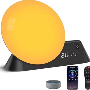 The Smart Bedside Night Light Alarm <b>Clock</b> with 15 <b>White</b> Noise RGB Ambient Lights Is Suitable for Bedrooms and Studies - Product Image 1