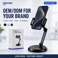 Support de téléphone et tablette pliable réglable en hauteur, support de bureau multi-angles avec base lestée, OEM ODM, vente en gros, logo personnalisé