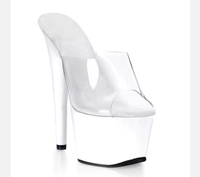 7 pouces-17cm mince discothèque Sexy fétiche Super haut talon modèle spectacle exotique danseuse pôle danse femmes été noir plate-forme pantoufles